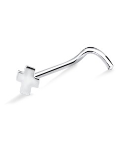 Smaller Plus Shaped Curved Nose Stud NSKB-06s